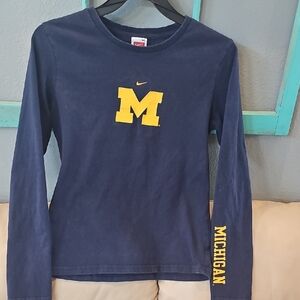 Nike Youth Long-Sleeve Michigan 'M' Tee - Navy & Yellow
